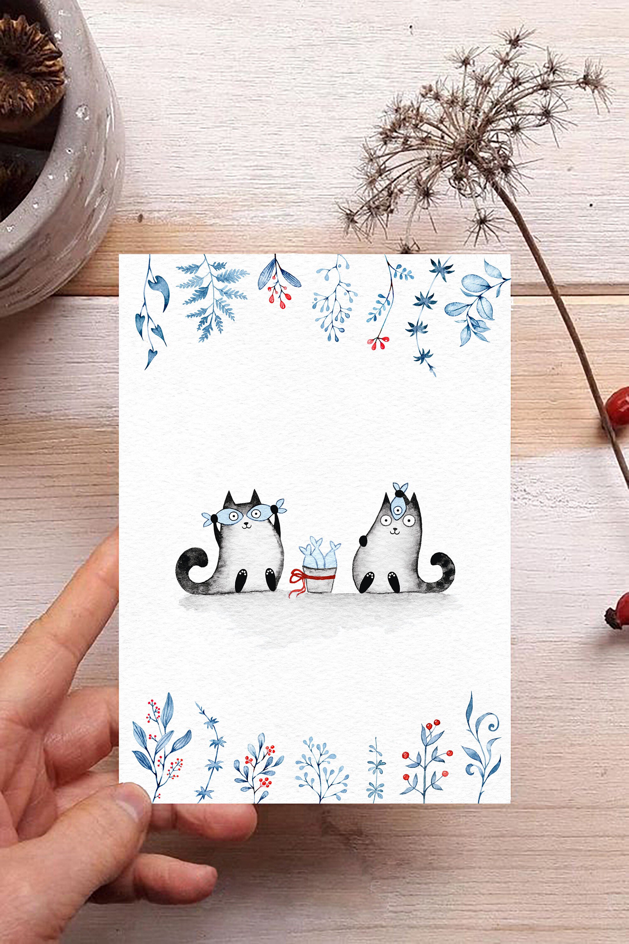 Cat Postcard, Cat Print, Cat Lover Gift, Watercolor Printable Postcard ...