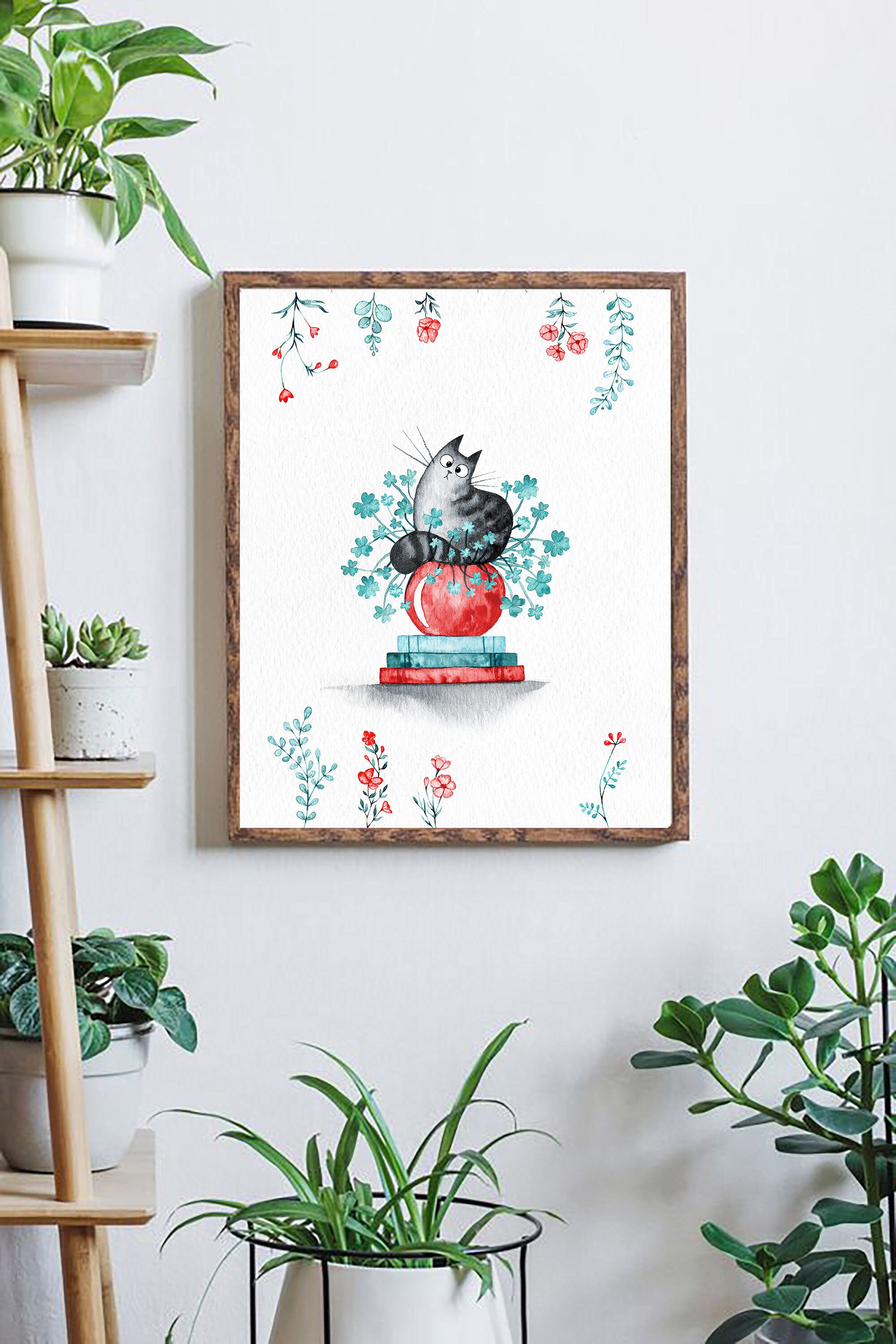 Cat Print Cat Decor Cat Lover Gift Living Room Wall Art | Etsy