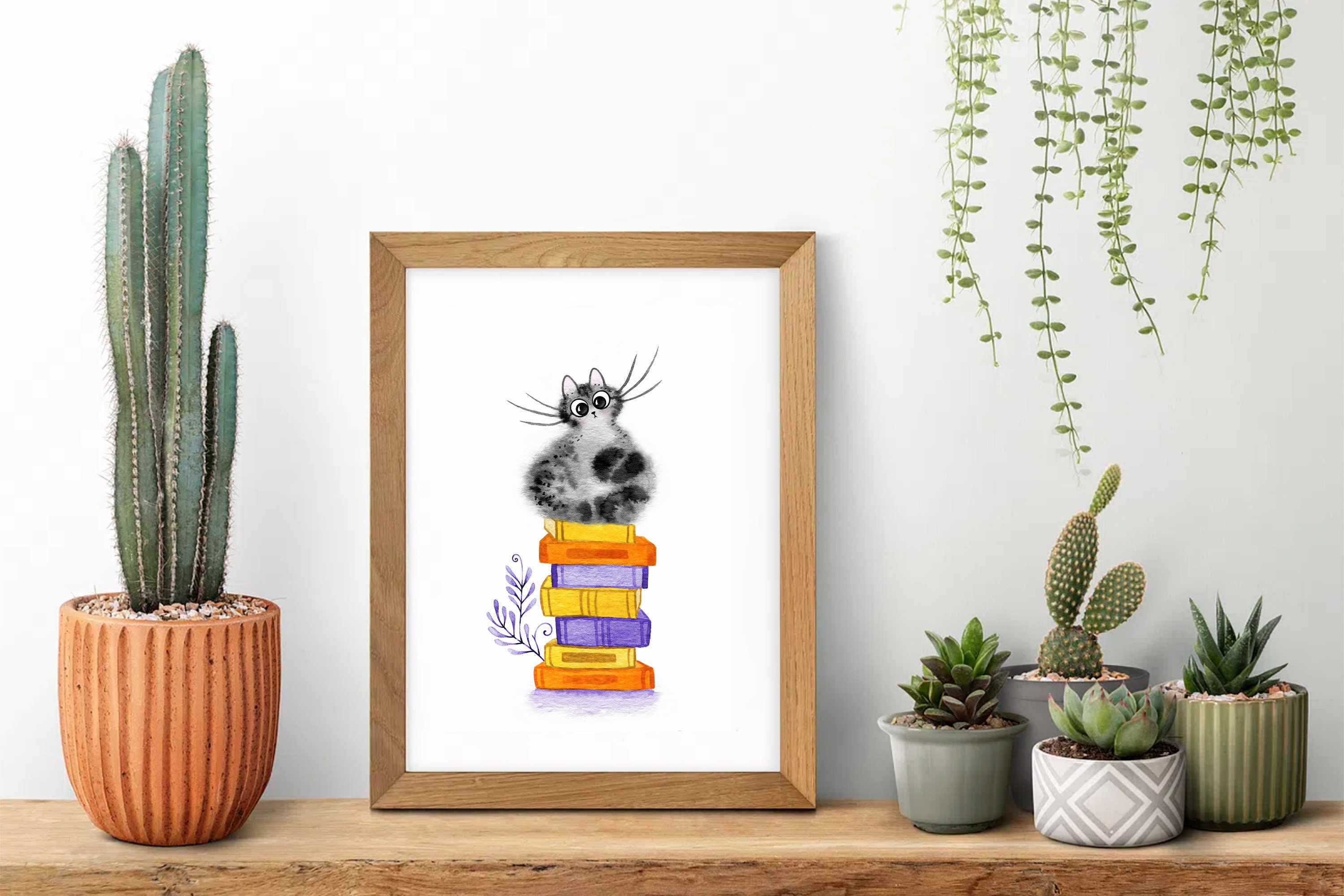 Cat Bookmark Printable Bookmark Cat Lover Gift Watercolor - Etsy
