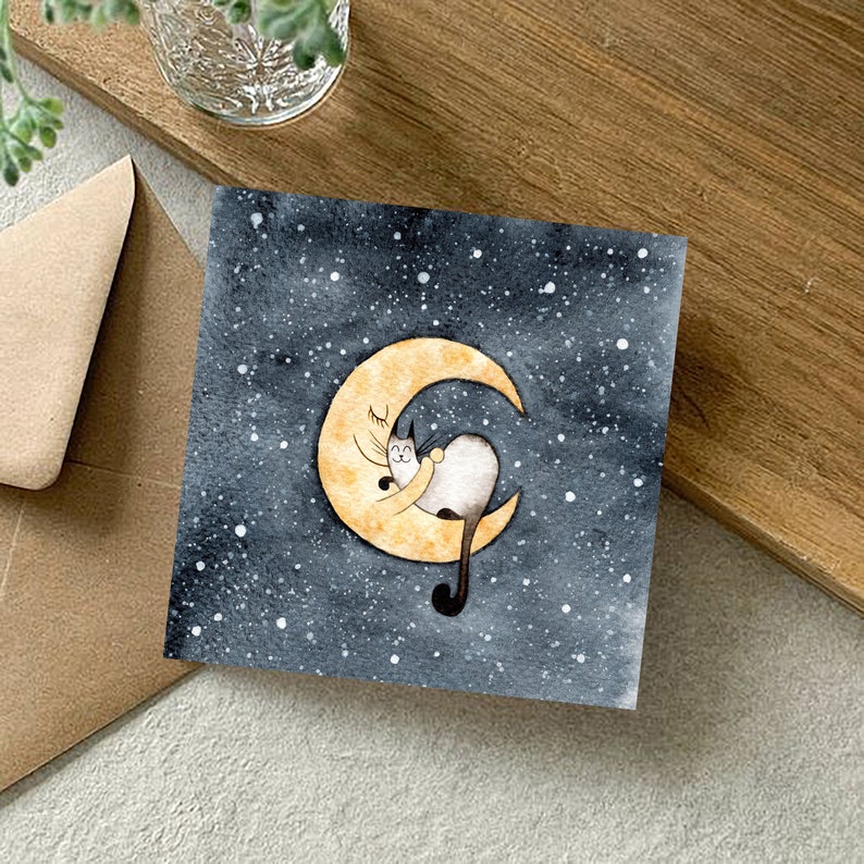 Goodnight Moon Art Printable Wall Art Watercolor Cat - Etsy