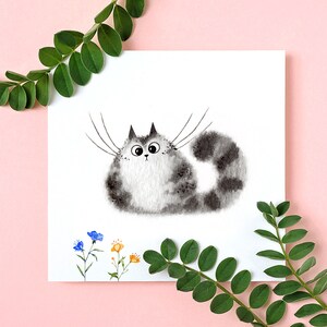 Stand With Ukraine Cat Print, Fuzzy Cat, Printable Wall Art, Watercolor Printable Postcard, Cat Watercolor Painting, Fluffy Cat Illustration