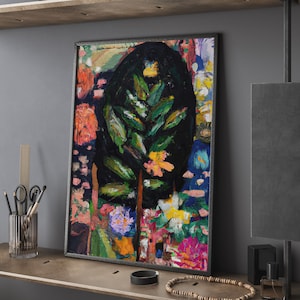 Eclectic Floral Oil Painting Print: Abstract Home Decor (Digital File)