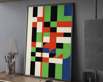 Abstract Geometric Art Print: Mid-Century Modern Wall Decor (Digital Download)