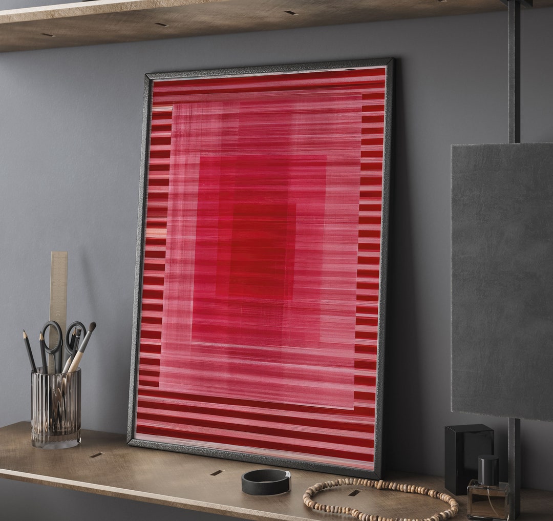 Abstract Oil Painting Art Print: Modern Red Wall Decor (Digital Download)