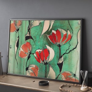 PRINTABLE | Peaceful Abstract Wall Art: Mid-Century Modern, Minimal, Landscape Print, Oil Painting Digital Poster, Large