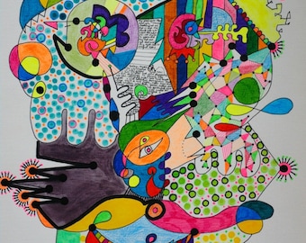 Individuelle Zeichnung eines Mannes oder Porträt nach Bestellung (zeitgenössische Kunstzeichnung in Mischtechnik: Acryl, Tusche und indische Tusche)