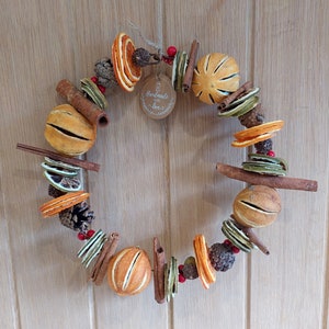 Dried Fruit Festive Wreath christmas oranges clementines chestnuts red berries citrus pumpkin slices Farmhouse rustic Christmas