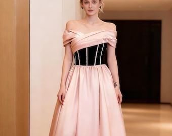 Elegant Pink Off The Shoulder Prom Dress, Long Prom Dress, Cocktail Dress, Evening Dress, Party Dress, Prom Dress, Birthday Dress, Ball Gown