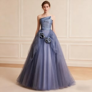 prom dress tube Elegant Tube Top Sheath Prom Dress Side Slit Train Satin Formal Gowns WhenGirl