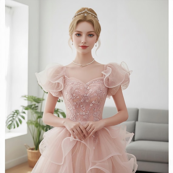 formal dresses poofy Fairy Pink Off Shoulder Puffy Prom Dress, Puffy Dress, Tulle Prom Dress, Evening Dress, Party Dress, Prom Dress, Birthday Dress, Ball Gown secret zipper