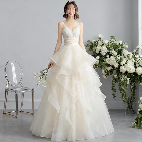 Dreamy White V Neck Tulle Prom Dress, Elegant Gown, Tulle Prom Dress, Cocktail Dress, Evening Dress, Party Dress, Prom Dress, Birthday Dress