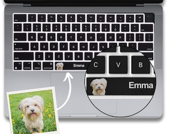 Custom Pet MacBook Keyboard Cover using Photo, Personalized Dog Photo Name Keyboard Cover for MacBook Pro 13 14 16 inch, MacBook Air 13 15