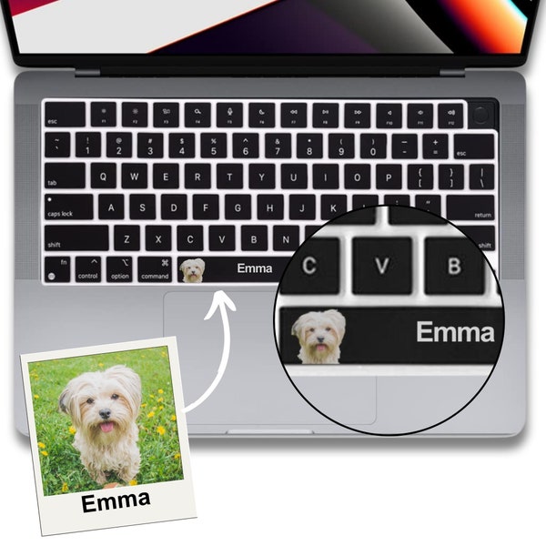Custom Pet MacBook Keyboard Cover using Photo, Personalized Dog Photo Name Keyboard Cover for MacBook Pro 13 14 16 inch, MacBook Air 13 15