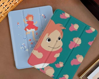 Minimalist Anime Theme Art iPad Case w Pencil Holder, Trifold Stand Cover for iPad Pro 13" 12.9" 11", iPad 11 10, iPad Air, iPad Mini Pro