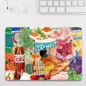 Funny Food Drink Fruit Pattern Scrapbook MacBook Case for MacBook Air 15 13, MacBook Pro 16 14 13 inch, MacBook M3 M2 M1, Aesthetic Cover