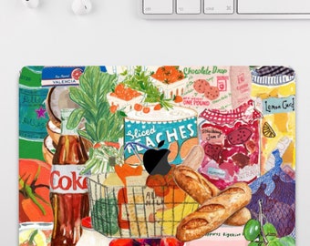 Funny Food Drink Fruit Pattern Scrapbook MacBook Case for MacBook Air 15 13, MacBook Pro 16 14 13 inch, MacBook M3 M2 M1, Aesthetic Cover