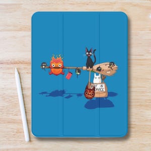 Anime Fan Art Aesthetic iPad Case w Pen Slot, Slim Trifold Stand iPad Flip Case for iPad Pro 13 12.9 11, iPad Air 13", Air 5 4, iPad Mini