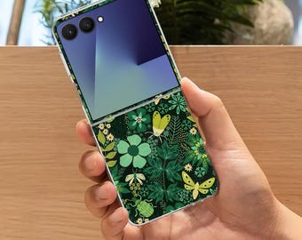 Cute Botanical Art Galaxy Flip Phone Case for Samsung Galaxy Z Flip 7 7FE, Galaxy Flip  6, ZFlip 5 4,  Shock Absorbent Aesthetic Cover