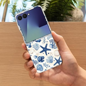 Niedliche Muscheln Seestern Galaxy Flip Handyhülle passend für Samsung Galaxy Z Flip 7 7FE, Galaxy Flip 6, ZFlip 5 4, stoßdämpfende, ästhetische Abdeckung