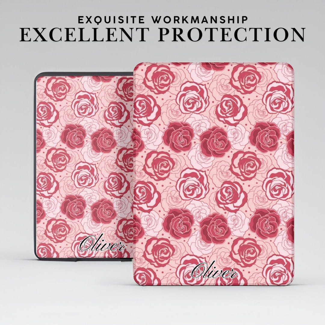 Personalized Floral Kindle Case With Hand Grip for Kindle 6" 6.8" 7 ...