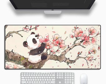 Leuke schattige Panda Art Esthetische bureaumat, grote verlengde gamingmuismat, antislip bureaumat voor laptop toetsenbord, kantoordecor