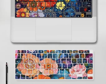 Dark Botanical Floral Keyboard Cover for MacBook Pro 16 14 13 inch, MacBook Air 15 13, MacBook Neo, Protective Laptop Keyboard Skin