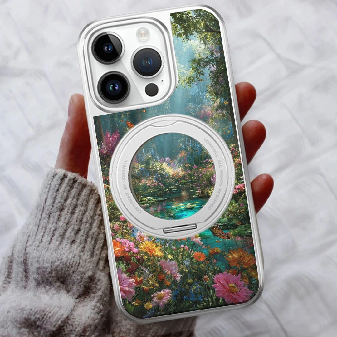 Wildflower 360 Spin Magnetic Stand Leather Phone Case for iPhone