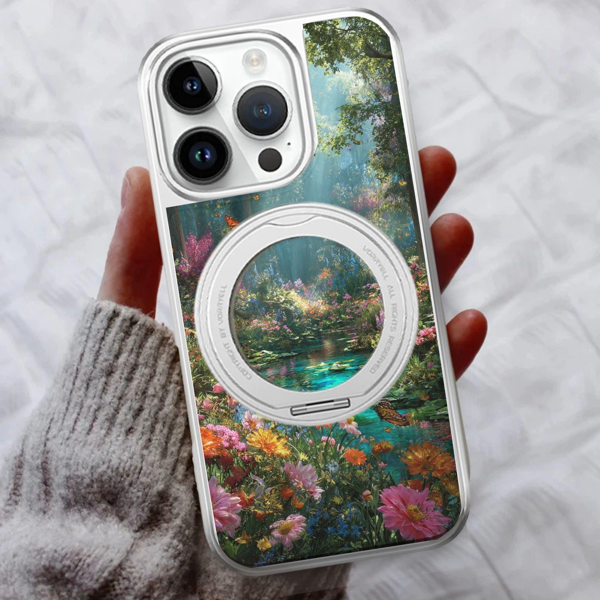 iPhone - オハナ様 Wildflower 360 Spin Magnetic Stand Leather Phone Case for iPhone