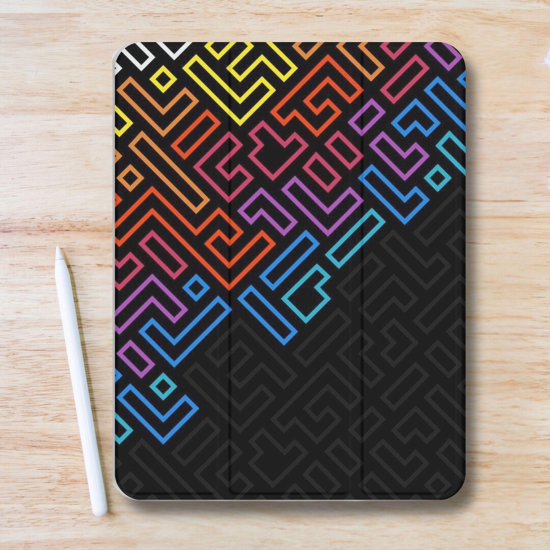 Mini Ipad Case Pattern Maze Pattern Aesthetic iPad Case W Pen Slot, Trifold Stand iPad Flip ...