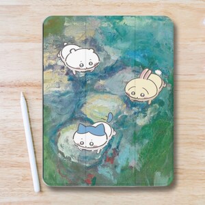 Chiikawa Fanart Aesthetic iPad Case w Pen Slot, Slim Trifold Stand iPad Flip Case for iPad Pro 13 12.9 11, iPad Air 13", Air 5 4, iPad Mini