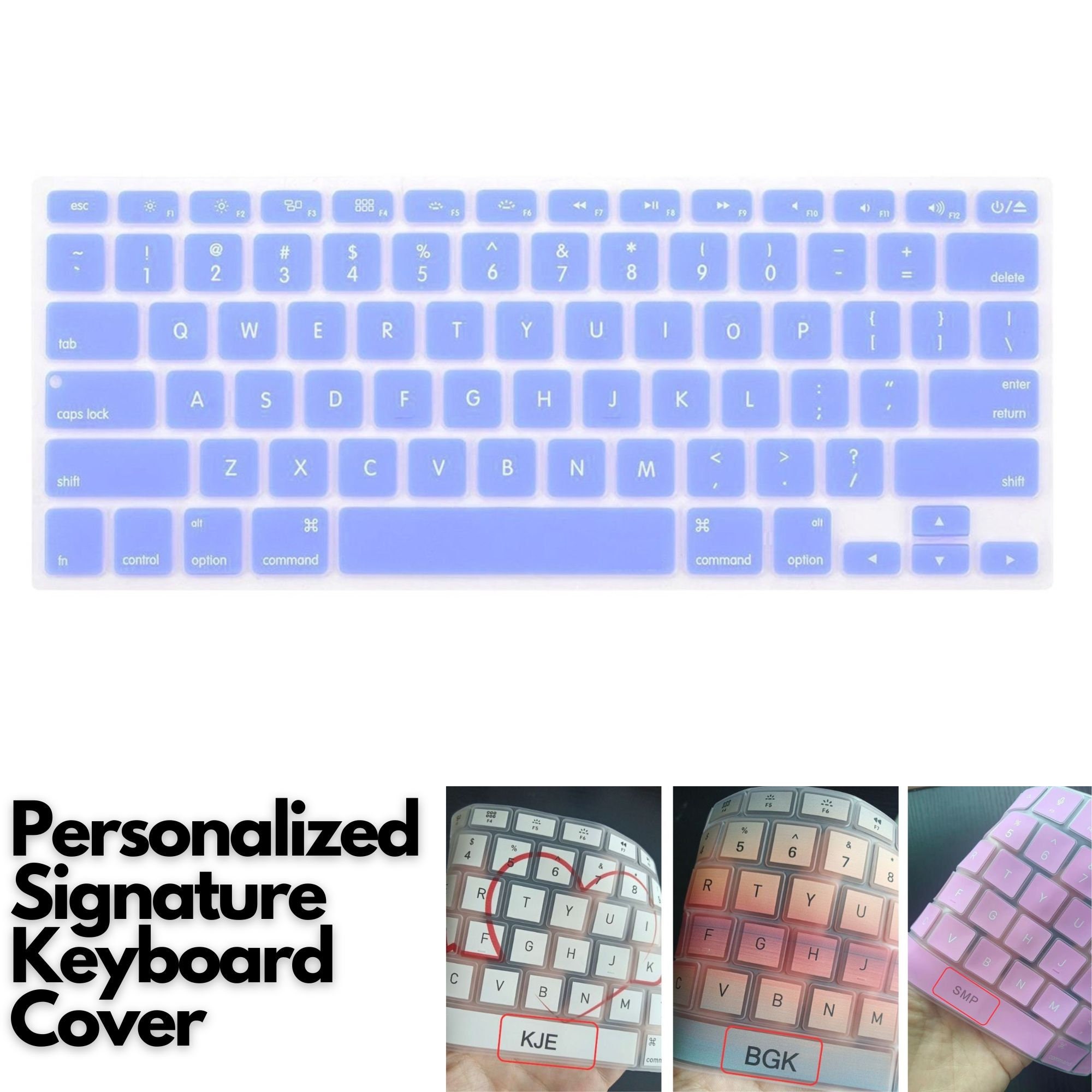 Personalized Initial Blue Keyboard Cover for MacBook Pro 13 14 16, MacBook Air 13 15 inch, Cute MacBook Keyboard Skin for MacBook M1 M2 M3