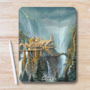Personalized Fantasy SceneryAesthetic iPad Case w Pen Slot, Slim Trifold Stand iPad Flip Case for iPad Pro 13 12.9 11, iPad Air, iPad Mini