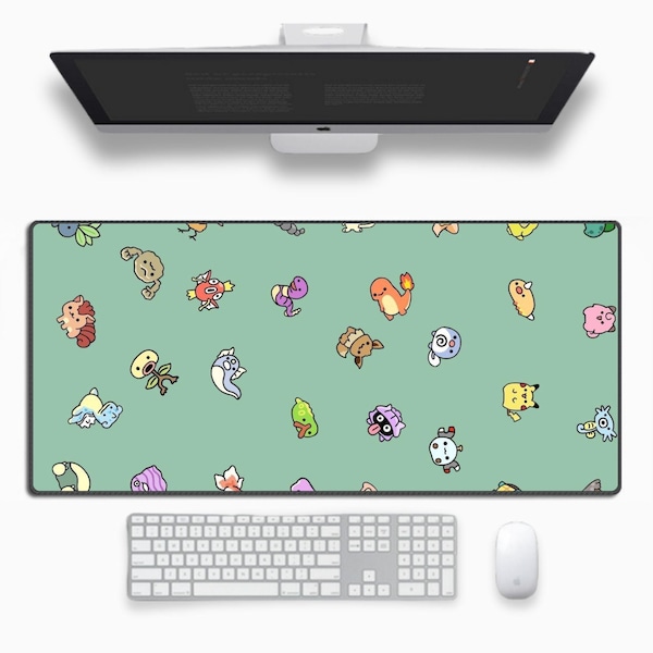 Cartoon Monster Fanart Desk Mat, Large Extended Gaming Mouse Pad, Non-Slip Desk Pad for Laptop Computer Keyboard, Office Decor