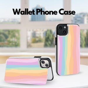Colorful Abstract Aesthetic Wallet Flip iPhone Case for iPhone 16 15 Pro Max, iPhone 16 16E 15 14 13 12 11, iPhone Pro Max, Pro Plus