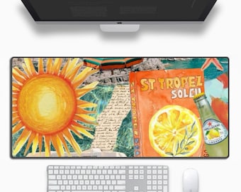 Desk Mat, Cute Sun Floral Aesthetic Scrapbook Mouse Pad Water Repellent Table Cover Desk Pad for Writing, Laptop, Desktop at Home & Office