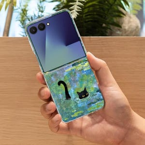 Cute Cat Kitten Art Galaxy Flip Phone Case for Samsung Galaxy Z Flip 7 7FE, Galaxy Flip  6, ZFlip 5 4,  Shock Absorbent Aesthetic Cover