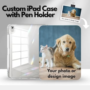 Custom Photo Or Design iPad Case with Pen Slot, Slim Trifold Stand iPad Flip Case for iPad Pro 13 12.9 11, iPad Air 13", Air 5 4, iPad Mini