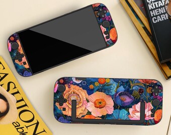 Dark Botanical Floral Switch Cover for Nintendo Switch 2/Switch, Dockable Protective Skin Shell, Anti-Scratch, Shock-Absorption