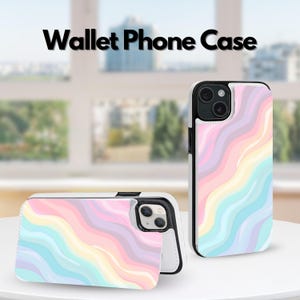 Abstract Colorful Wave Aesthetic Wallet Flip iPhone Case for iPhone 16 15 Pro Max, iPhone 16 16E 15 14 13 12 11, iPhone Pro Max, Pro Plus
