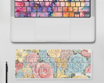 Floral Art Keyboard Cover for MacBook Pro 16 14 13 inch, MacBook Air 15 13, MacBook Neo, Protective Laptop Keyboard Skin