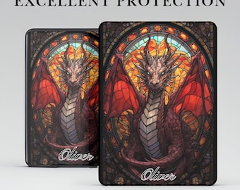 Stained Glass Dragon Kindle Case for Kindle 10 11, Paperwhite 12 11, Colorsoft/Scribe/Oasis
