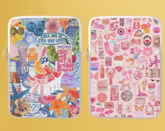 Cute Patterns Aesthetic Scrapbook Collage Sleeve for 12 13 14 15 inch MacBook Air MacBook Pro, Laptop, iPad, iPad Pro Tablet Case Cover