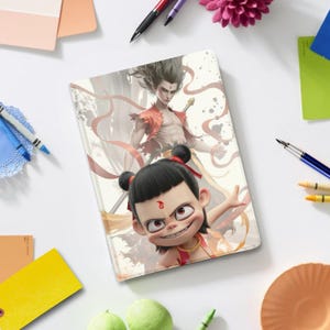 Cute Fan Art inspired by Nezha iPad Book Case for iPad Pro 13 12 11, iPad Air 13, iPad Air 5 4, iPad 10 9, iPad Mini, Stand Cover w Pen Slot