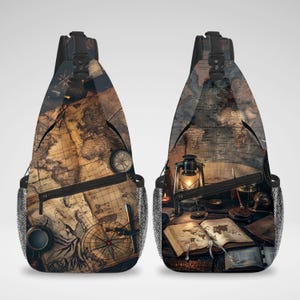 Niedliche Weltkarte Ästhetische Umhängetasche, Brusttasche, Crossbody Rucksack, Reisetasche, Zubehör Organizer für iPad Tablet