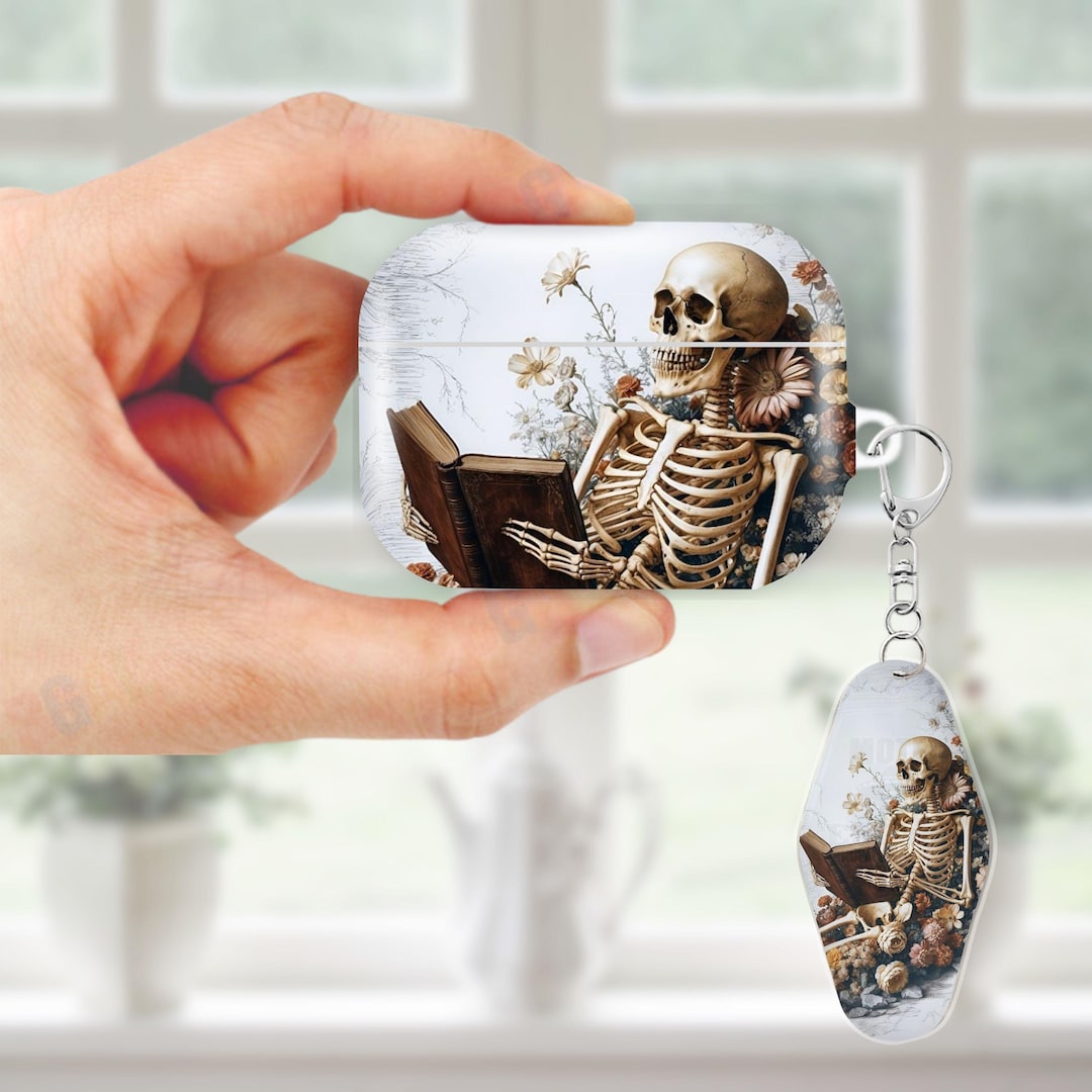 Cute Skeleton Reading Airpods Case for Airpods Pro 3 2 1, Airpods