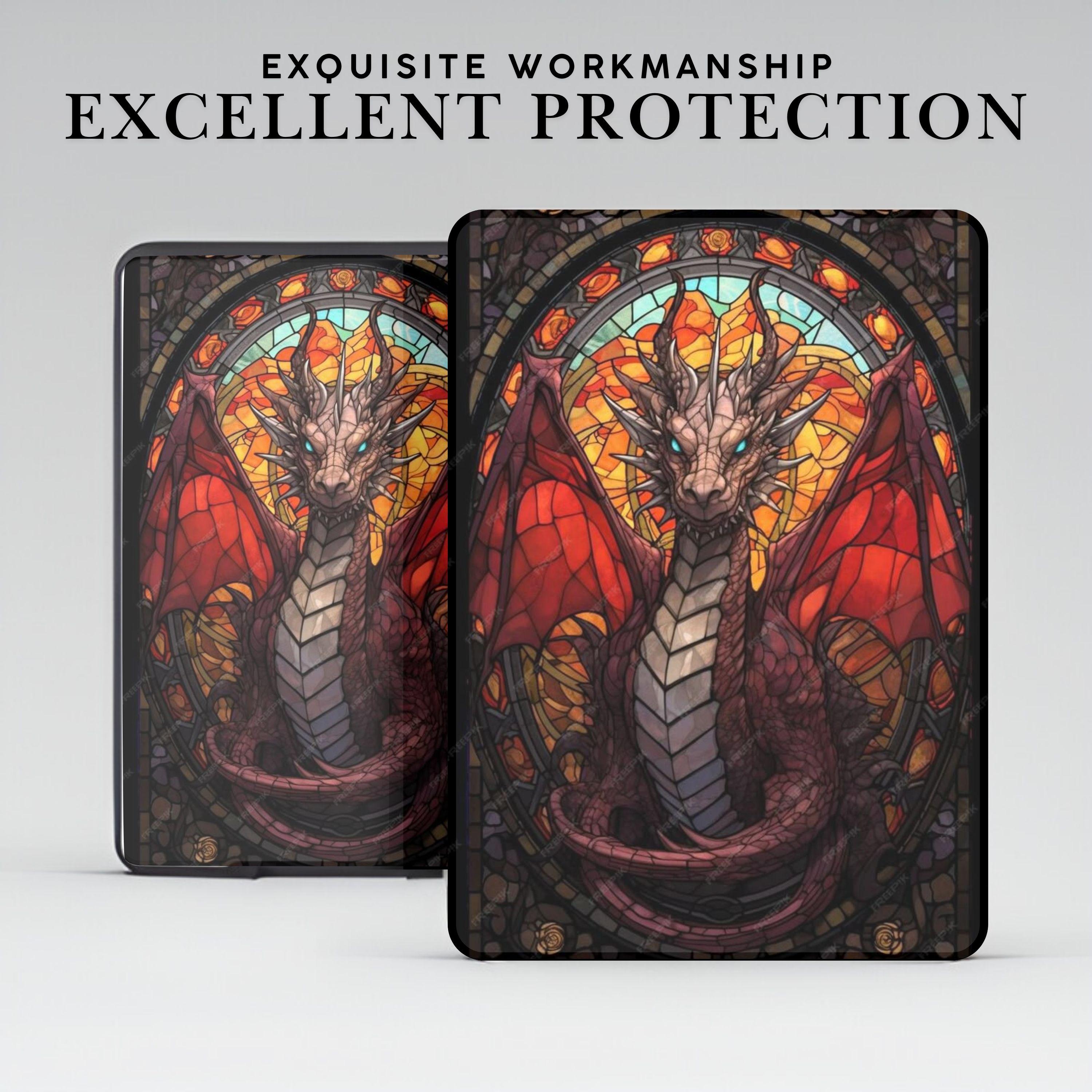 Stained Glass Dragon Kindle Case with Hand Grip for Kindle 6" 6.8" 7 inch, Paperwhite 12 11, Colorsoft/Scribe/Oasis, Kindle 10 11 2024/2022