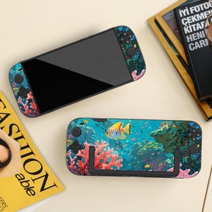 Underwater Coral Reef Switch Cover for Nintendo Switch 2/Switch, Dockable Protective Skin Shell, Anti-Scratch, Shock-Absorption