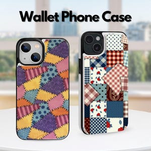 Étui portefeuille à rabat en patchwork matelassé pour iPhone 17, 16, 15 Pro Max, iPhone 17, 17e, 16, 16e, 15, 14, 13 et Pro Plus.