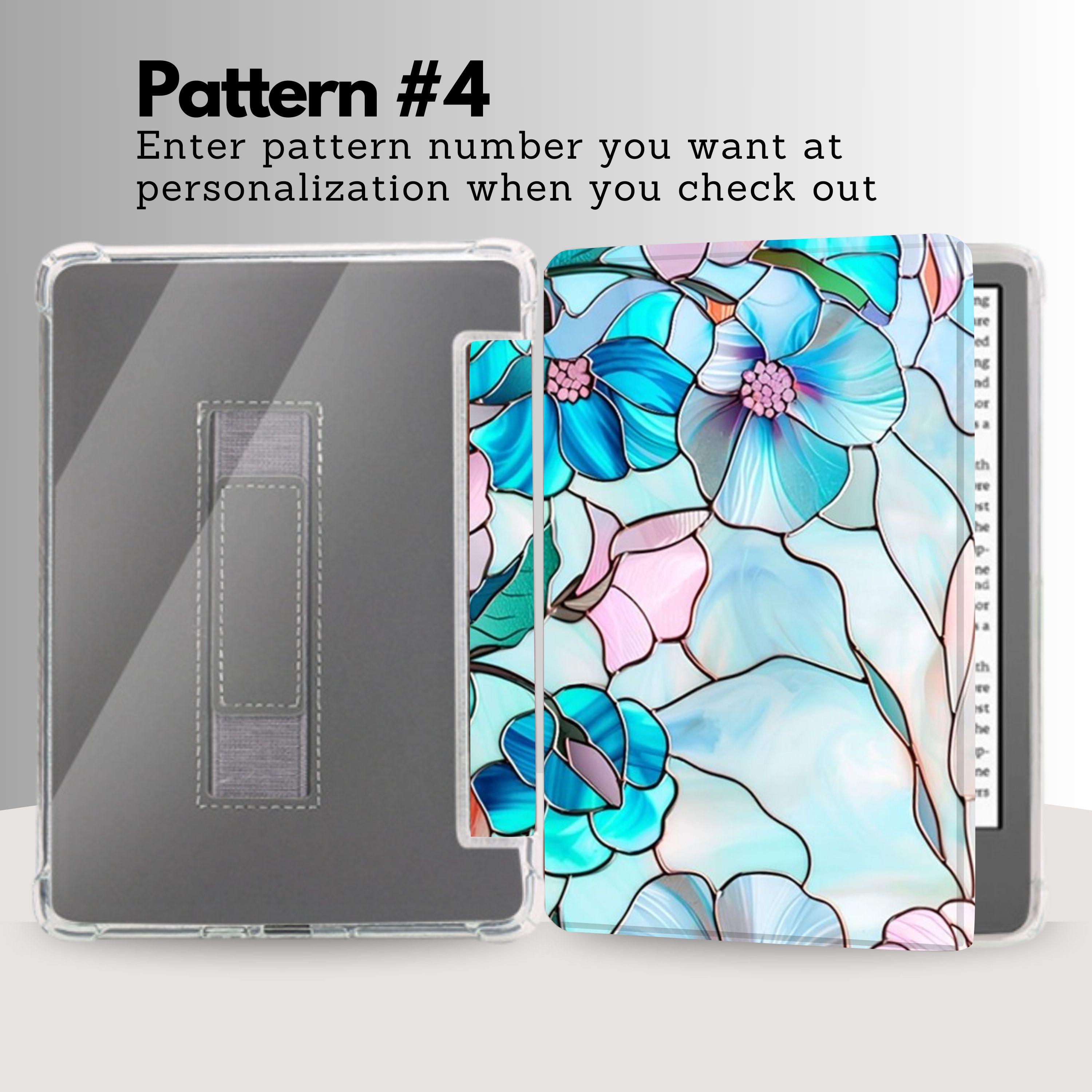 Personalized Stained Glass Floral Kindle Case With Clear Back