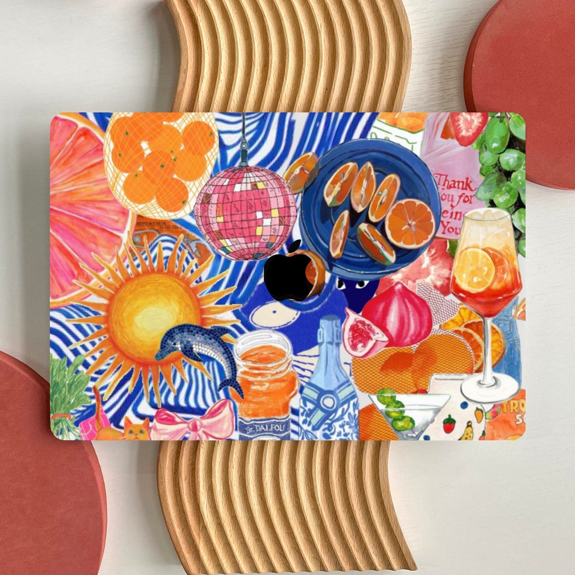 Cute Fruit Drink Aesthetic Scrapbook MacBook Case for MacBook Air 15 13, MacBook Pro 16 14 13 inch, MacBook M3 M2 M1, Collage Cover